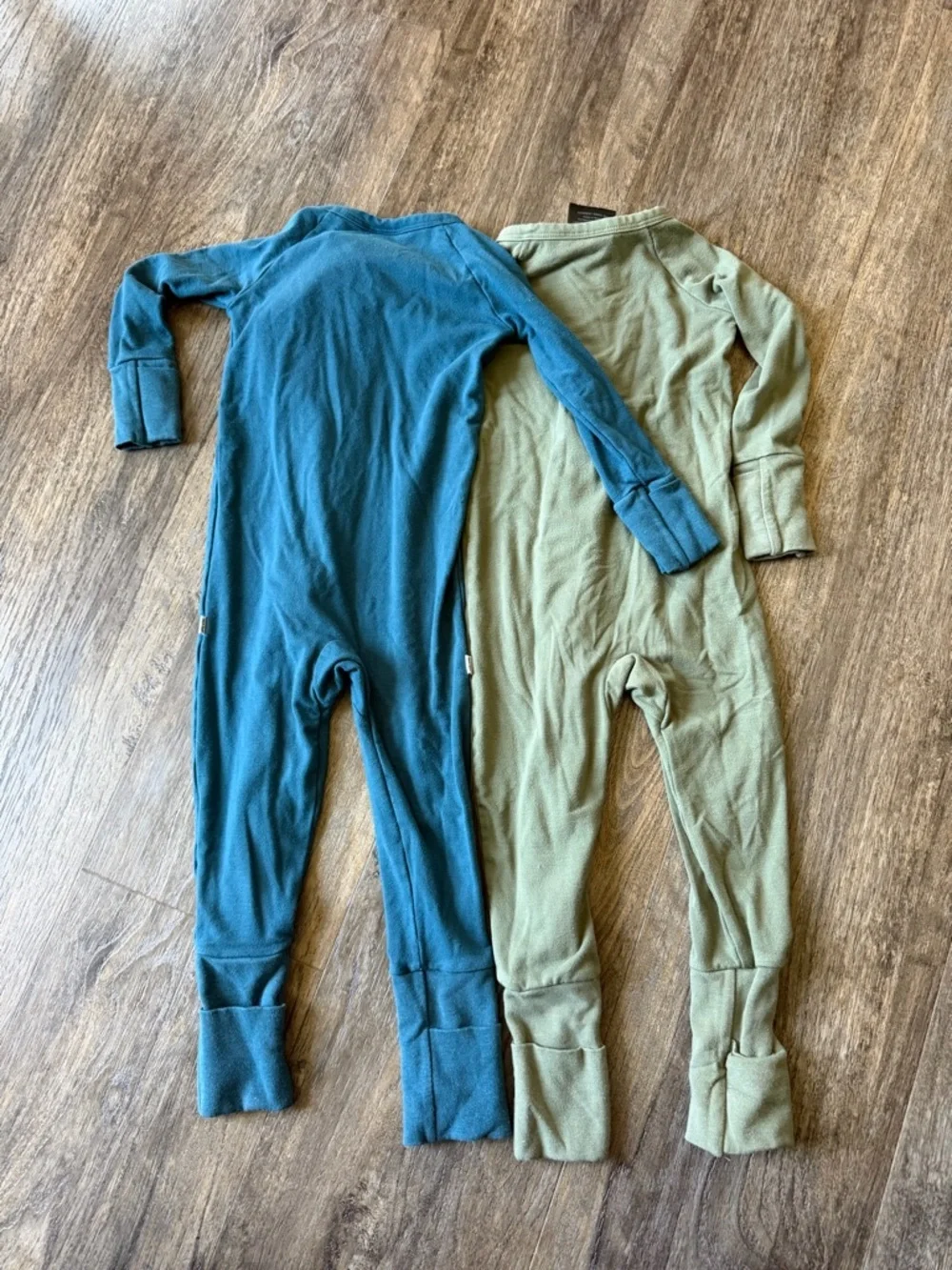 Little Sleepies Lunaluxe Teal and Green Bamboo Pajamas 6-12 months Set of 2